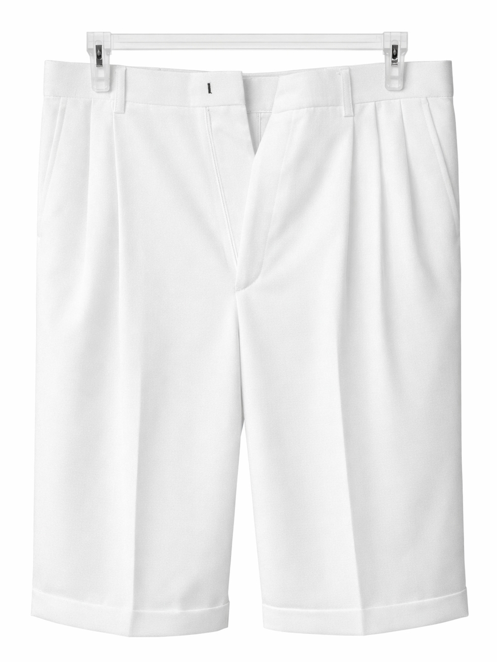 Men's White Pleated Dress Shorts - Picture 2 of 3